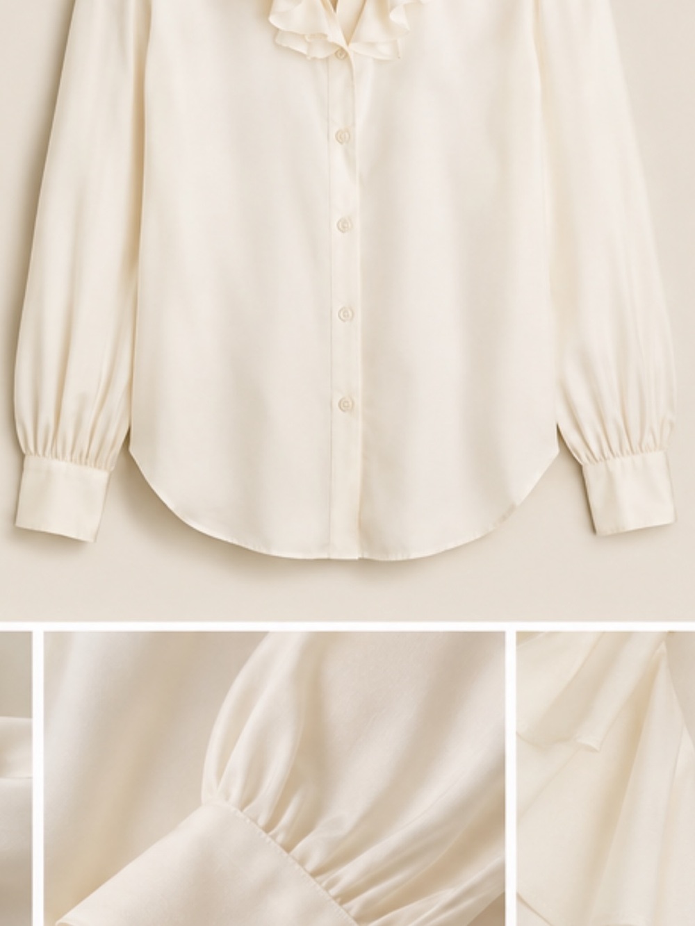 J.Crew Collection 100% Silk Twill Ruffle Collar Blouse Ivory